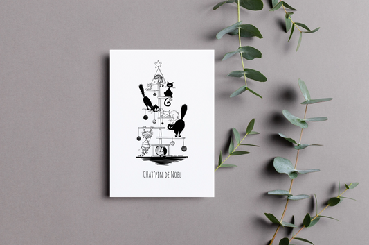 Carte Chat'pin de Noël