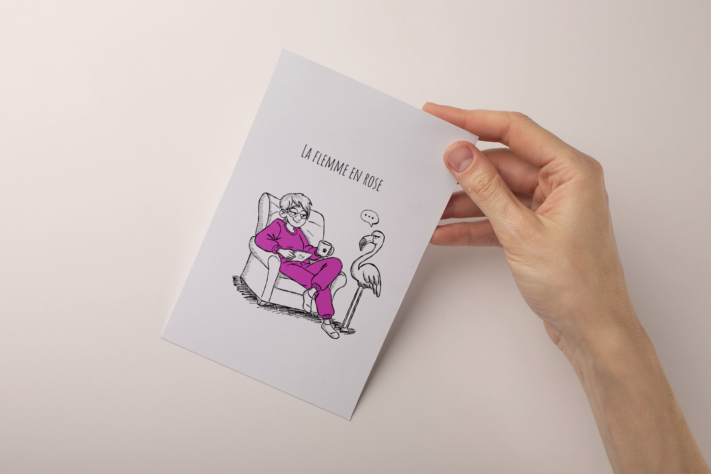 Carte La flemme en rose