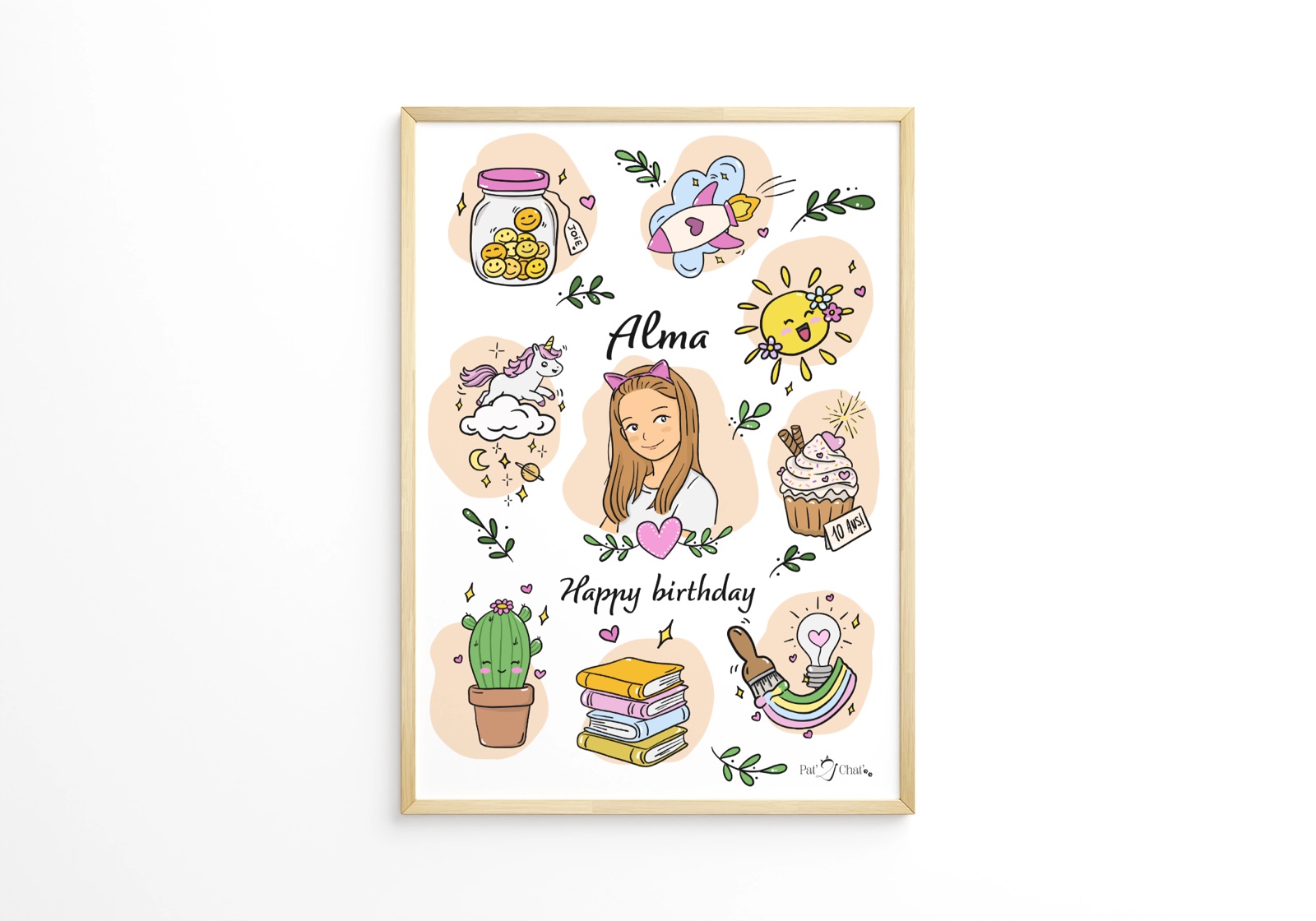 Affiche Bucket list personnalisée présentée dans un cadre en bois