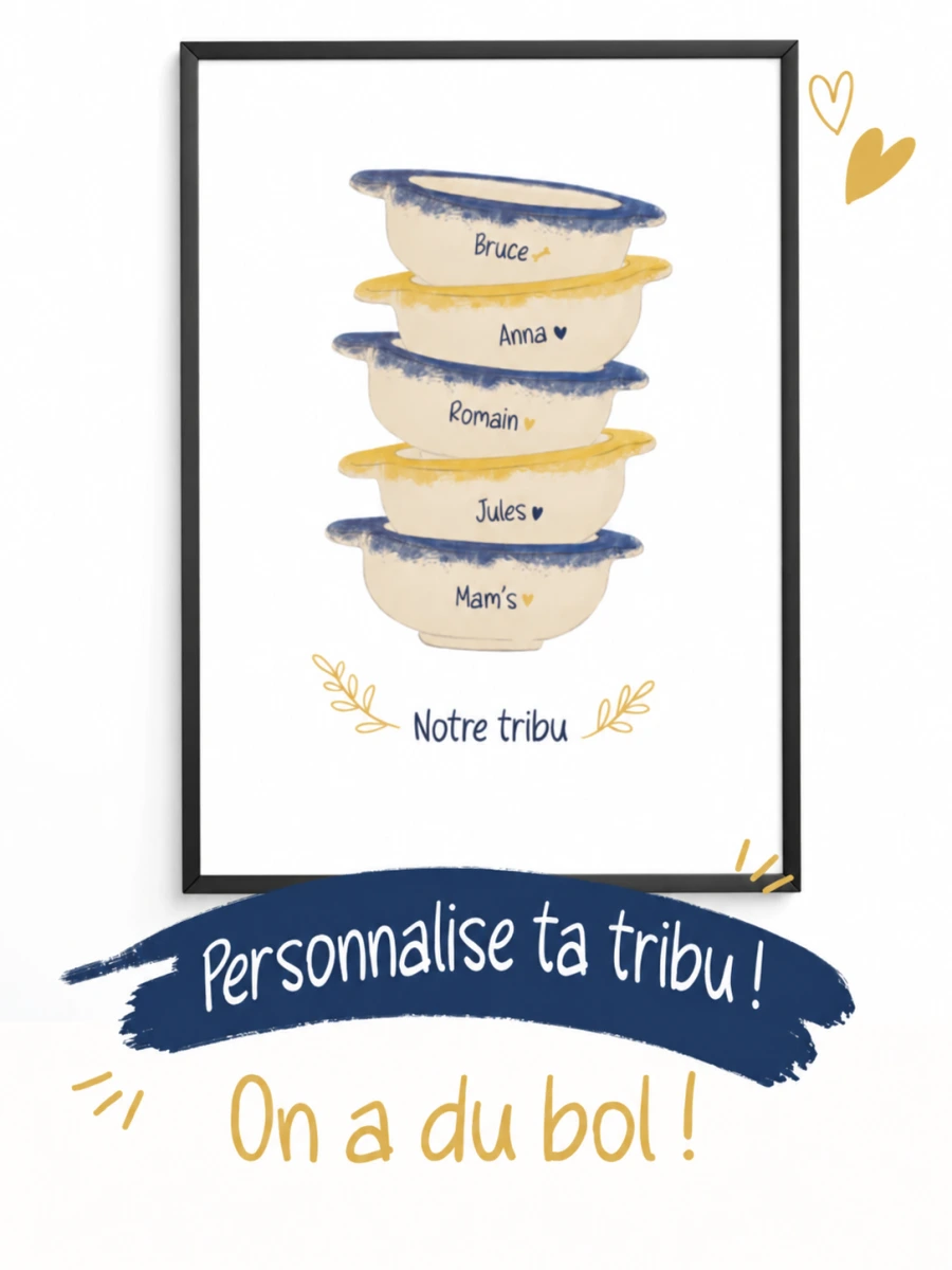 Affiche personnalisée On a du bol pour une famille