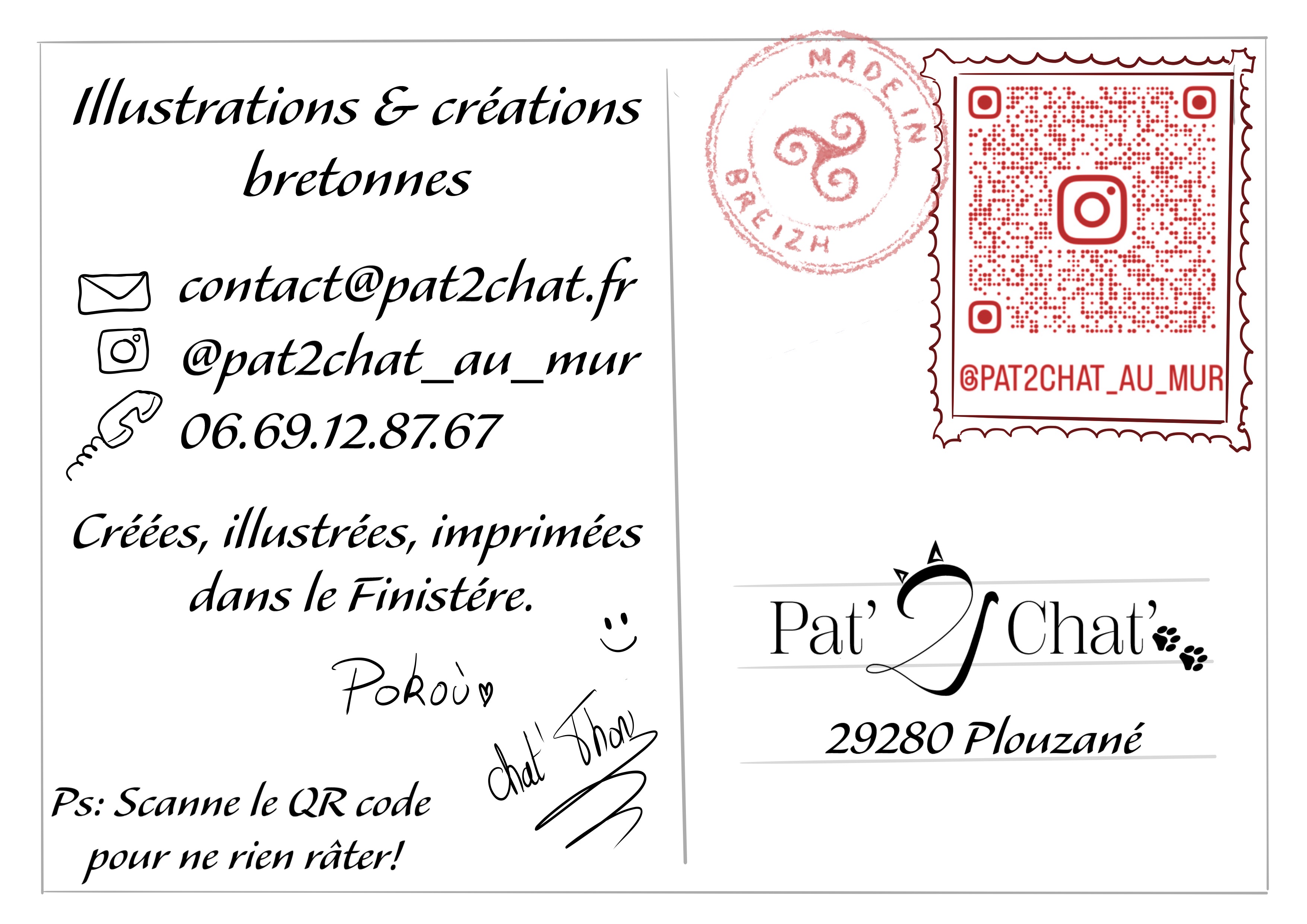 Verso de la carte postale Pat’2Chat