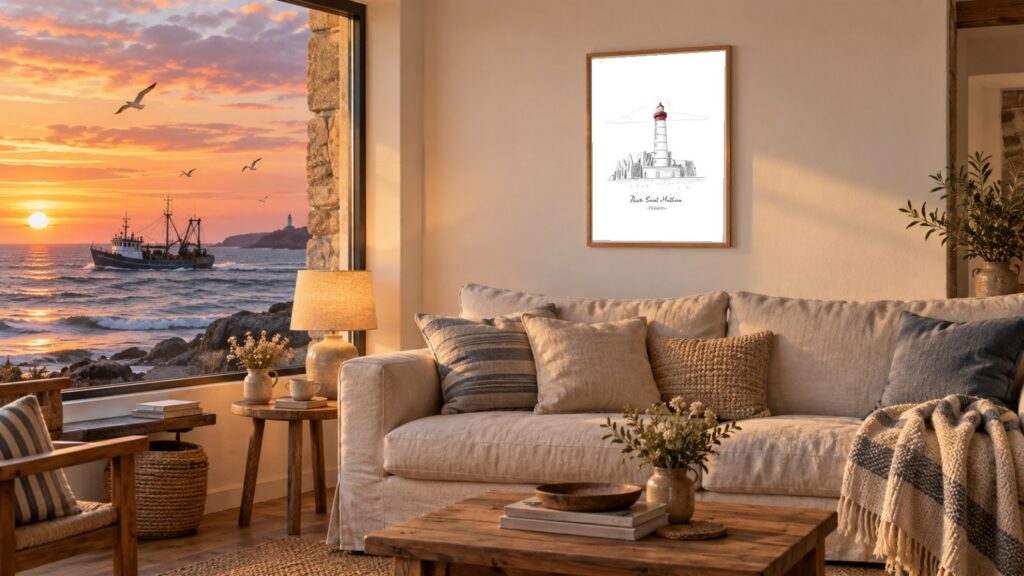 Mise en situation Coucher-Soleil de Phare de Saint Mathieu (Tour-tan Beg Lokmazhe)