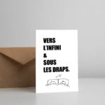 Mise en situation Conception de maquette de carte de Vers l&rsquo;infini & sous les draps.