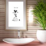 Mise en situation Frame mockup on the bathroom de Chat foin