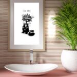 Mise en situation Frame mockup on the bathroom de Chat mane